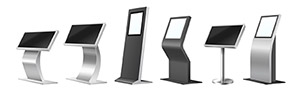 Various sizes of touch screen displays compared for rental pricing.